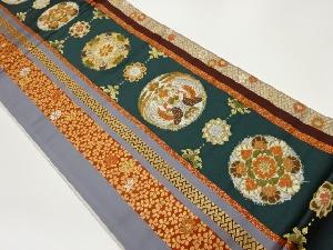 縞に華紋・向かい鳳凰模様織出し袋帯